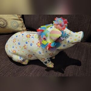 Colorful Ceramic Pig Figurine
